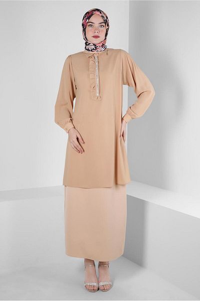 Alvina STONE STRIPED RIFFIR DETAIL TUNIC 43856