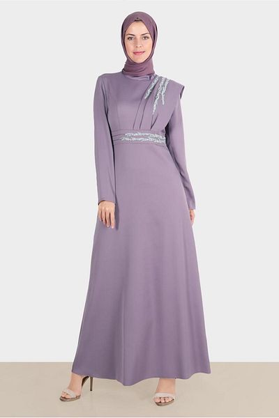 Alvina Satin Evening Dress 50257 - Stone Embroidered