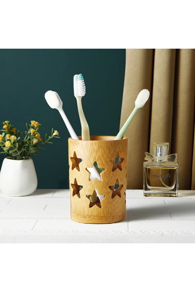 Choice حامل فرشاة أسنان على شكل أنبوب من الخيزران على شكل نجوم، حامل فرشاة أس...