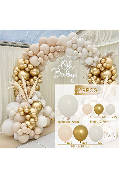 Choice طقم قوس جارلاند بالونات من الذهب الأبيض مكون من 91 قطعة كما في الصورة ...