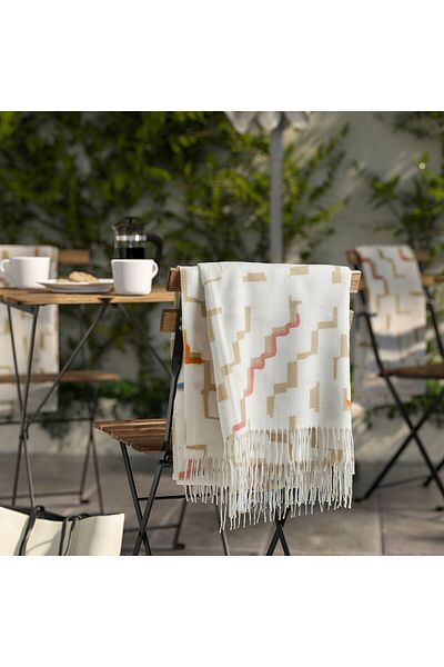 IKEA OLIVSPINNMAL Throw, off-white/multicolour