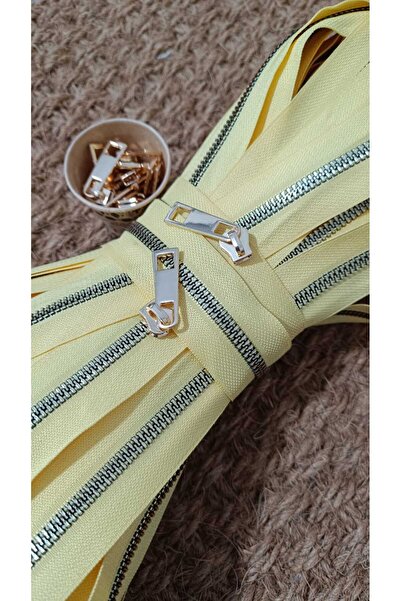 NGA's Sarı T6 Altın Gold Diş Kemik Fermuar Altın Gold Rengi Başlık - 10 metre...