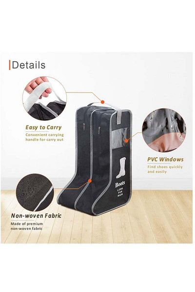 COOYA 2 Pack Black Shoe Bag,two separate compartments,With Carrying Handle,Portable,for Storage and Travel