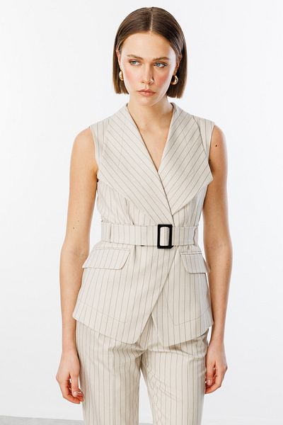 Ekol Women's Belted Vest Ekol Model Gx9688 Scan