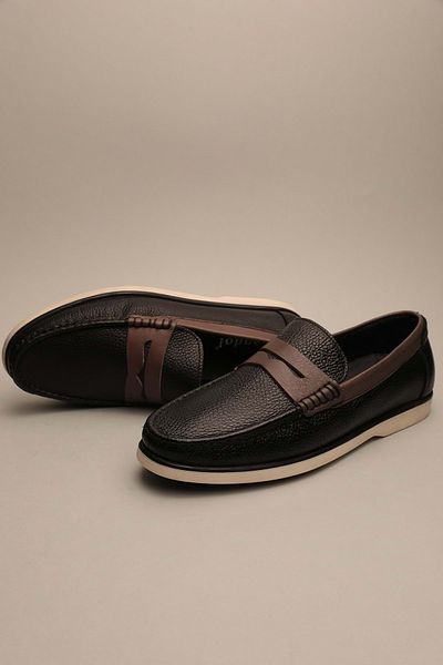 Gondol Loafer clasic negru din piele naturală pentru bărbați 41