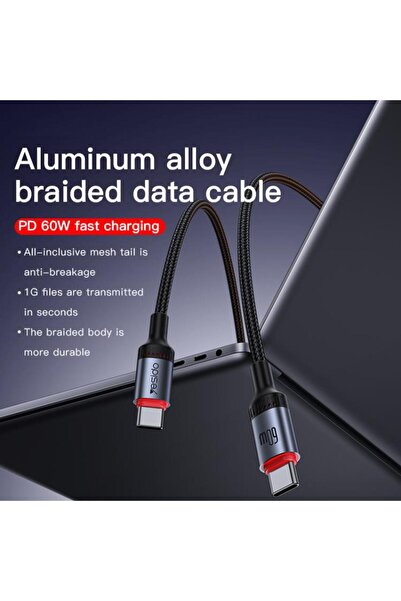 Yesido CA181 PD60W 3A USB-C / Type-C to USB-C / Type-C Charging Data Cable, Length: 1.2m(Black)