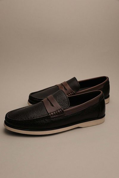 Gondol Loafer clasic negru din piele naturală pentru bărbați 41