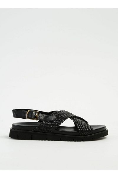 Hush Puppies Black Women's Leather Sandals Aiken