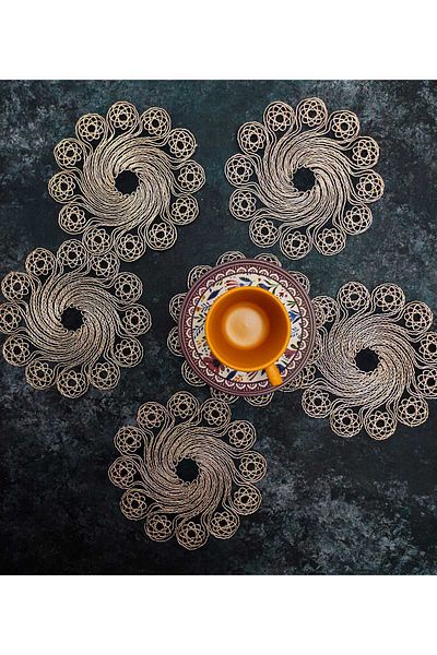 Çt Çeyizci Tekstil 6 bucăți de șervețele de prezentare de culoare cafea - Cocktail și Coaster