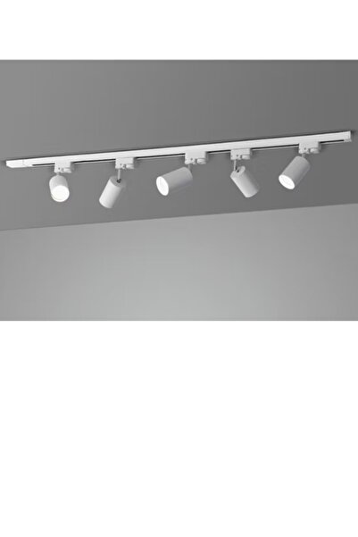 öztekten 5 Adet BEYAZ Kasa Ve BEYAZ Veya GÜNIŞIĞI Işık 360 Derece Led Ray Spot Lamba ve 1 mt Raylı Armatür