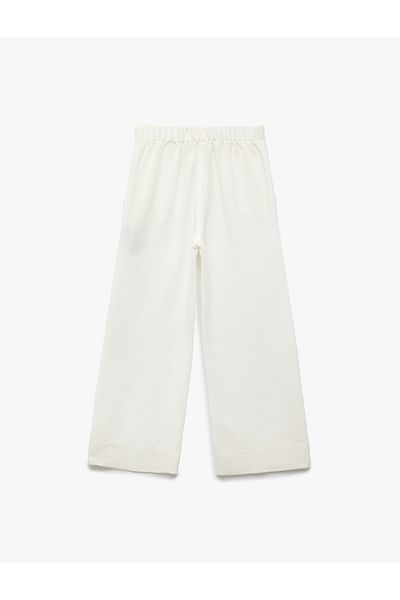 Koton Button Detailed Pocket Viscose Blended Wide Leg Trousers
