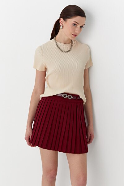 Shopping Shop Burgundy Pleated Mini Skirt