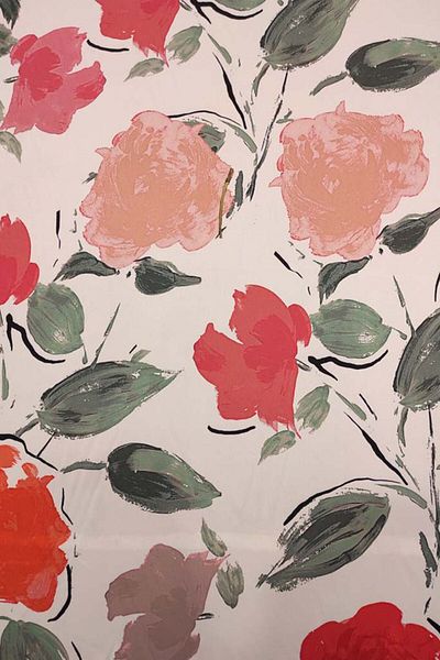 SARDO KUMAŞ Floral Patterned Water Color Satin Fabric Width 1.50 Cm Double Width
