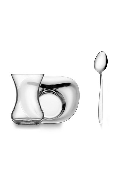 Jumbo Moon 18 Piece Steel Tea Set for 6 People