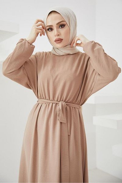 giyze Φόρεμα Hijab Μπεζ 424-1