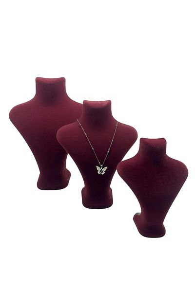 MeGass Dekor Suede Fabric Burgundy Color Three Size Jewelry Mannequin