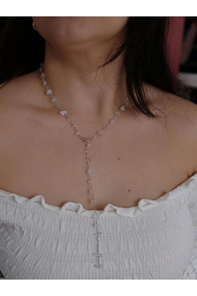 Reorah Collection قلادة Y من Pure Elegance - قلادة Y من حجر شفاف