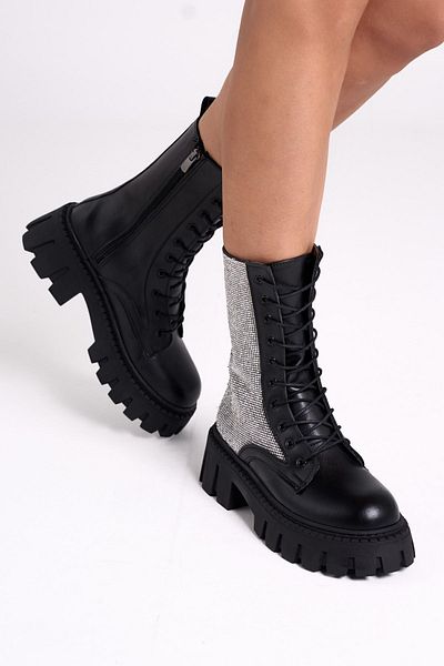 Bestyle Γυναικείες μπότες Bright Black Stone
