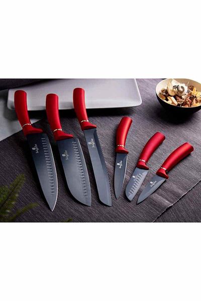 Berlinger Haus Non-stick knife set 6 pcs Metallic line Burgundy