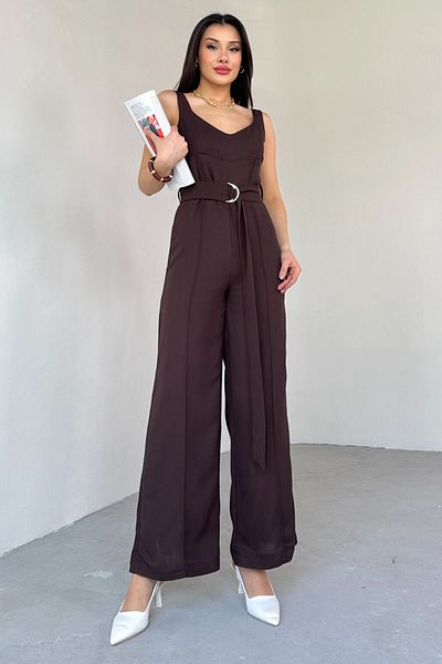Cappmoda ELB-01758 Φόρμα με λεπτή ζώνη Bitter Brown