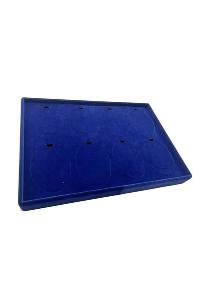 MeGass Dekor Suede Fabric Dakka Model Navy Blue Color 34-24 cm Footed Triple Set Table Stand