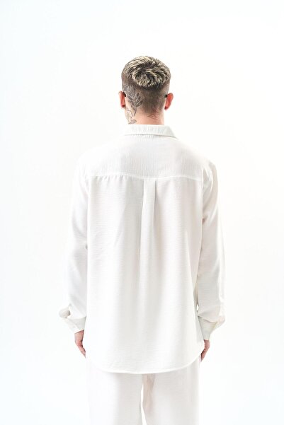 Respire Ανδρική μακρυμάνικη υπερμεγέθη σκιασμένη λευκή στολή