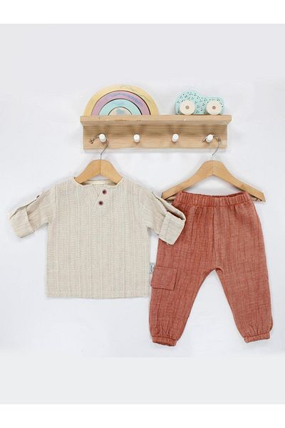 TRENDİMİZBİR Baby Boy Woven Style Muslin Suit