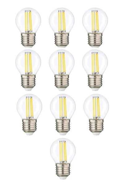 Heka Erd-247 G45 6 Watt Şeffaf Cam Beyaz Işık Led Dekoratif Rustik Ampul-10 A...