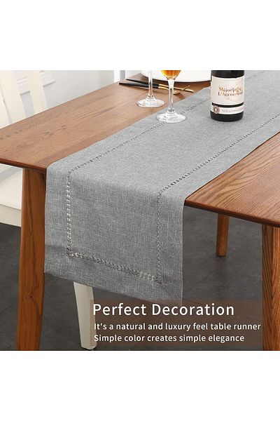 COOYA Runner Cotton Linen Table Runner,36x183 cm,Handcrafted from Natural Fabric and Machine Washable