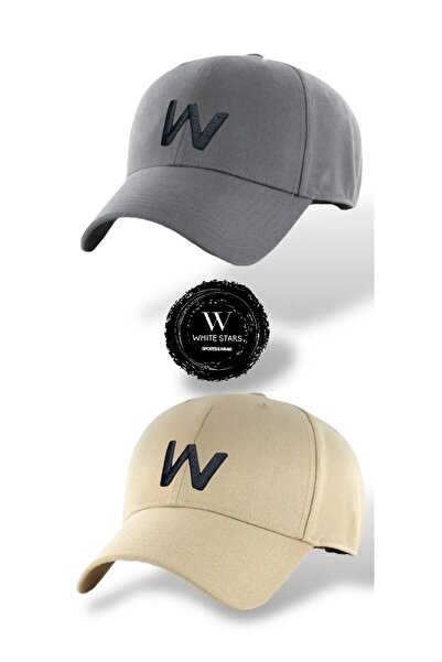 w white stars sports & wear W Şapka Unisex 2'li Takım Arkası Cırtlı Ayarlanab...