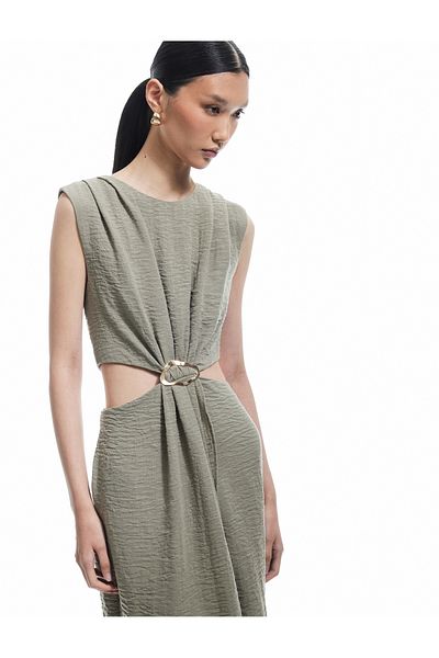 Koton Rochie fără mâneci cu decolteu rotund, cu accesorii texturate