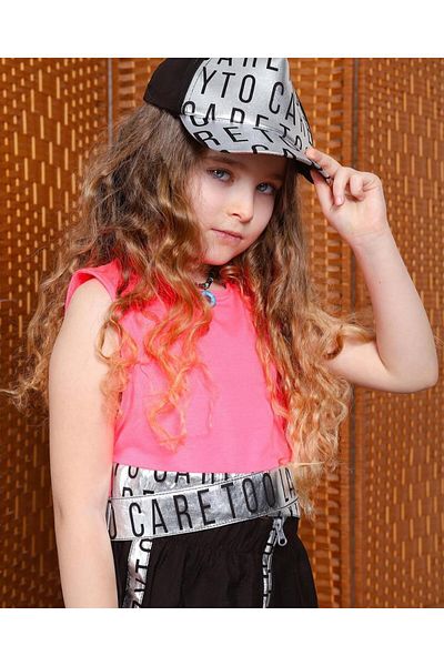 Hilal Akıncı Kids Girl's Neon Bustier Zippered Skirt Hat Triple Set
