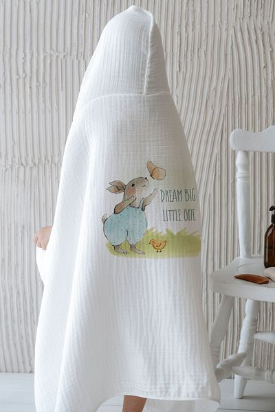 Tuğba Kuğu 4 Layers Muslin Door Towel - for Baby - Butterfly Rabbit