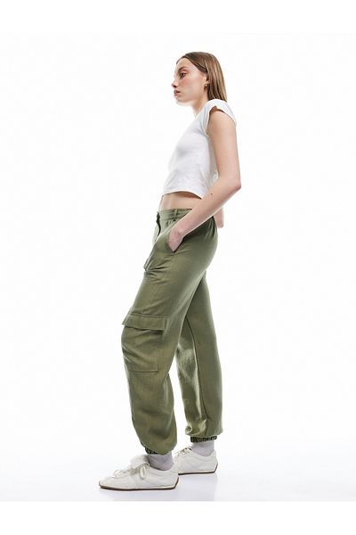 Koton Buttoned Elastic Leg Jogger Pants with Cargo Pockets