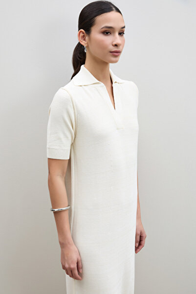 Serianno Polo Yaka Mini Payetli Midi Elbise