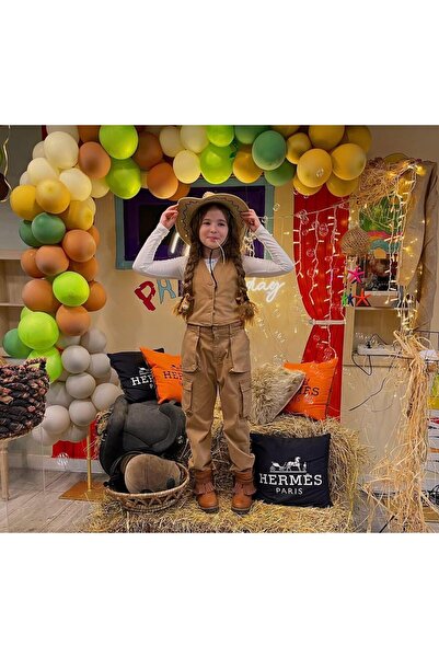 Hilal Akıncı Kids Girl's Jeans Vest White Body Cargo Pocket Trousers 3-Piece Set