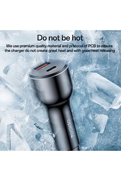 Yesido شاحن سيارة فائق السرعة Y65 PD100W Type-C + QC18W USB (أسود)