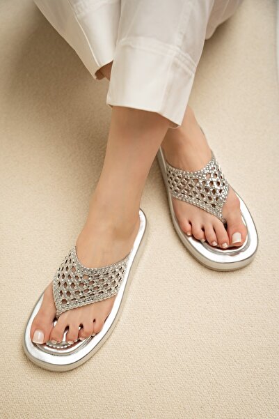 LAMİNTA Camille Silver Міжпальцеві плетені жіночі капці