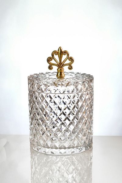 TrendDeco Gold Metal Handled Large Size Glass Jar Spice Jar Pulses Jar 1500ml