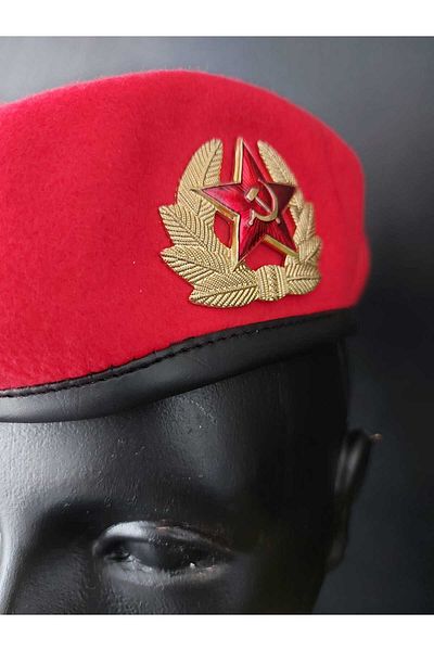 kho military design Military Fashion Metal Soviet Red Women's Beret with Cockade (Size 57)
