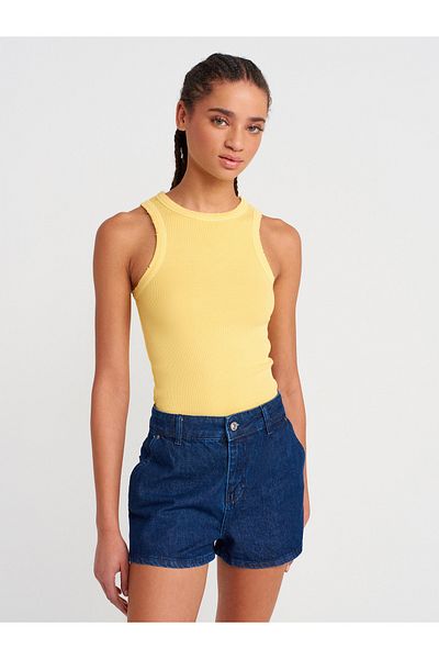 Dilvin 20652 Corded Sleeveless Top-Yellow