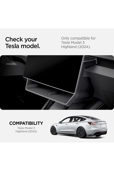 Spigen منظم تخزين أسفل الشاشة لسيارة Tesla موديل Y 2025 (Juniper) وModel 3 2025/2024 (Highland)