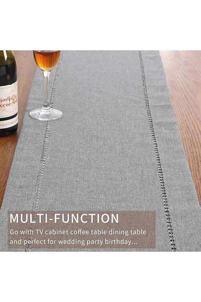 COOYA Runner Cotton Linen Table Runner,36x183 cm,Handcrafted from Natural Fabric and Machine Washable