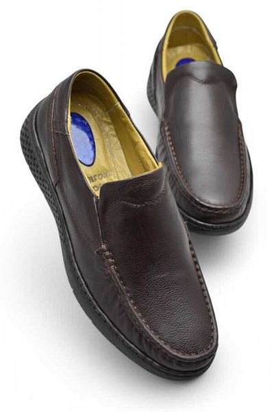 ISPARTALILAR 9575 Orthopedic Sole Black Genuine Leather Men's Shoes Summer Seasonal