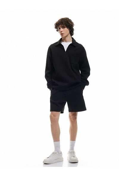 Koton Schwarze Herren-Shorts mit Taschen und Baumwolle, Modell 5sam40003mk