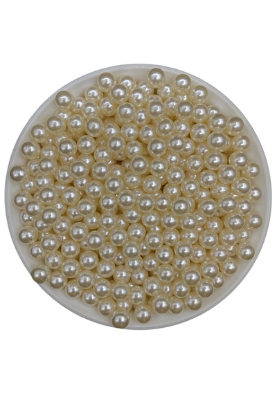 Hedef Bijuteri Deliksiz - 8mm Lüks Kaplama Çakma Delilsiz Krem İnci Boncuk,Pl...