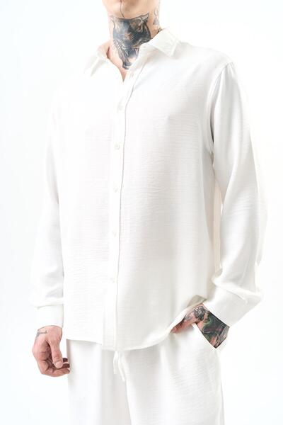 Respire Ανδρική μακρυμάνικη υπερμεγέθη σκιασμένη λευκή στολή