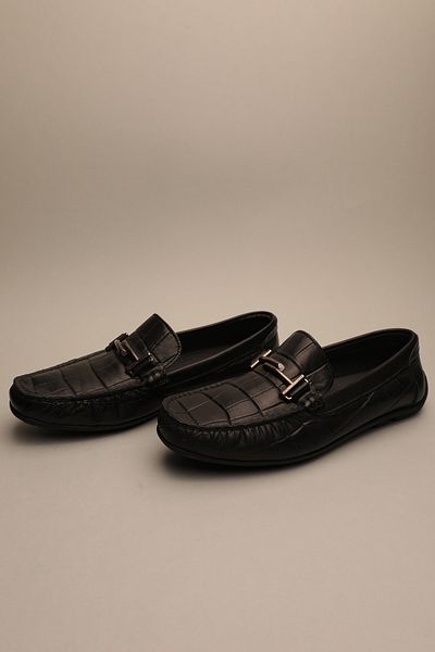 Gondol Loafer clasic pentru bărbați din piele naturală Black Croco 40 ttx.663