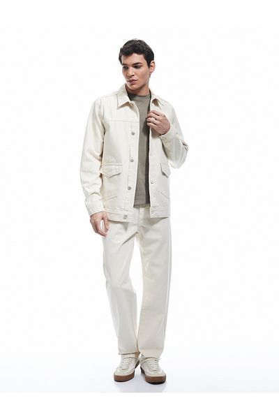 Koton Regular Fit Classic Collar Long Sleeve Denim Shirt Jacket with Flap Pocket Detail