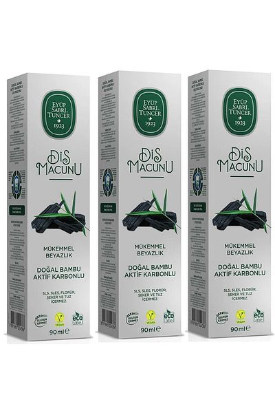 Eyüp Sabri Tuncer Natural Bamboo Activated Carbon Whitening Toothpaste 90 ml 3 Pieces